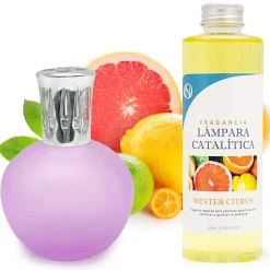 Lampe catalytique Fuchsia Mat + Arôme Winter Citrus 500 ml - Élimine les mauvaises odeurs, parfume et améliore la qualité de l'air