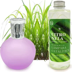 Lampe catalytique Fuchsia Mat + Parfum Citronnelle 200 ml - Élimine les mauvaises odeurs, parfume et améliore la qualité de l'air