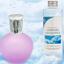Lampe catalytique Fuchsia Mat + Parfum Cotton Clean 500 ml - Élimine les mauvaises odeurs, parfume et améliore la qualité de l'air
