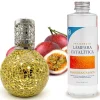 Lampe catalytique Mosaïque Doré + Parfum Caribbean Passion 500 ml - Élimine mauvaises odeurs, parfume et améliore qualité de l'air