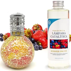 Lampe catalytique Mosaïque Bicolore + Arôme Summer Fruits 200 ml - Élimine mauvaises odeurs, parfume et améliore qualité de l'air