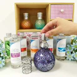 Lampe catalytique Mosaïque Doré + Parfum Lemon Cake 500 ml - Élimine mauvaises odeurs, parfume et améliore la qualité de l'air