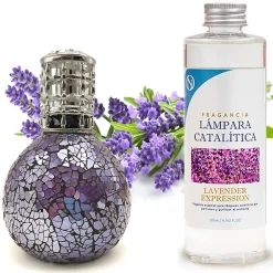 Lampe catalytique Mosaïque de minuit + Lavender Expression 500 ml - Élimine mauvaises odeurs, parfume et améliore qualité de l'air
