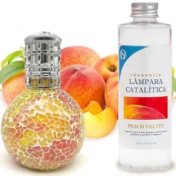 Lampe catalytique Mosaïque Bicolore + Arôme Peach Velvet 200 ml - Élimine mauvaises odeurs, parfume et améliore qualité de l'air