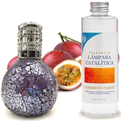 Lampe catalytique Mosaïque de minuit + Caribbean Passion 200 ml - Élimine mauvaises odeurs, parfume et améliore qualité de l'air