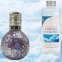 Lampe catalytique Mosaïque de minuit + Parfum Cotton Clean 500 ml - Élimine mauvaises odeurs, parfume et améliore qualité de l'air