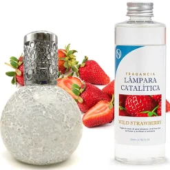 Lampe catalytique Mosaïque Blanc + Arôme Wild Strawberry 500 ml - Élimine mauvaises odeurs, parfume et améliore qualité de l'air