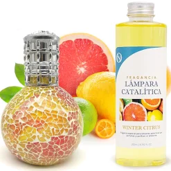 Lampe catalytique Mosaïque Bicolore + Parfum Winter Citrus 500 ml - Élimine mauvaises odeurs, parfume et améliore qualité de l'air