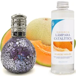 Lampe catalytique Mosaïque de minuit + Waikiki Melon 500 ml - Élimine mauvaises odeurs, parfume et améliore la qualité de l'air