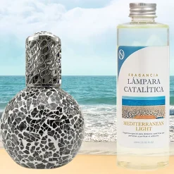 Lampe catalytique Mosaïque Noir + Mediterranean Light 500 ml - Élimine mauvaises odeurs, parfume et améliore qualité de l'air
