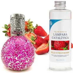Lampe catalytique Mosaïque Fuchsia + Wild Strawberry 500 ml - Élimine mauvaises odeurs, parfume et améliore qualité de l'air