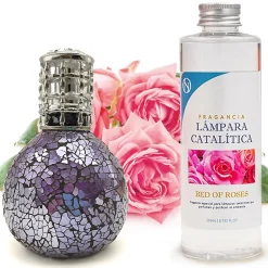 Lampe catalytique Mosaïque de minuit + Parfum Bed of Roses 200 ml - Élimine mauvaises odeurs, parfume et améliore qualité de l'air