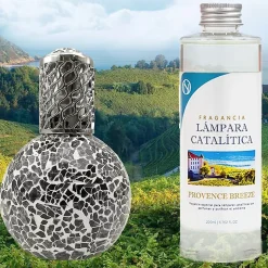 Lampe catalytique Mosaïque Noir + Parfum Provence Breeze 200 ml - Élimine mauvaises odeurs, parfume et améliore qualité de l'air