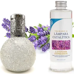 Lampe catalytique Mosaïque Blanc + Parfum Lavender Expression 500ml. Élimine mauvaises odeurs, parfume et améliore qualité de air
