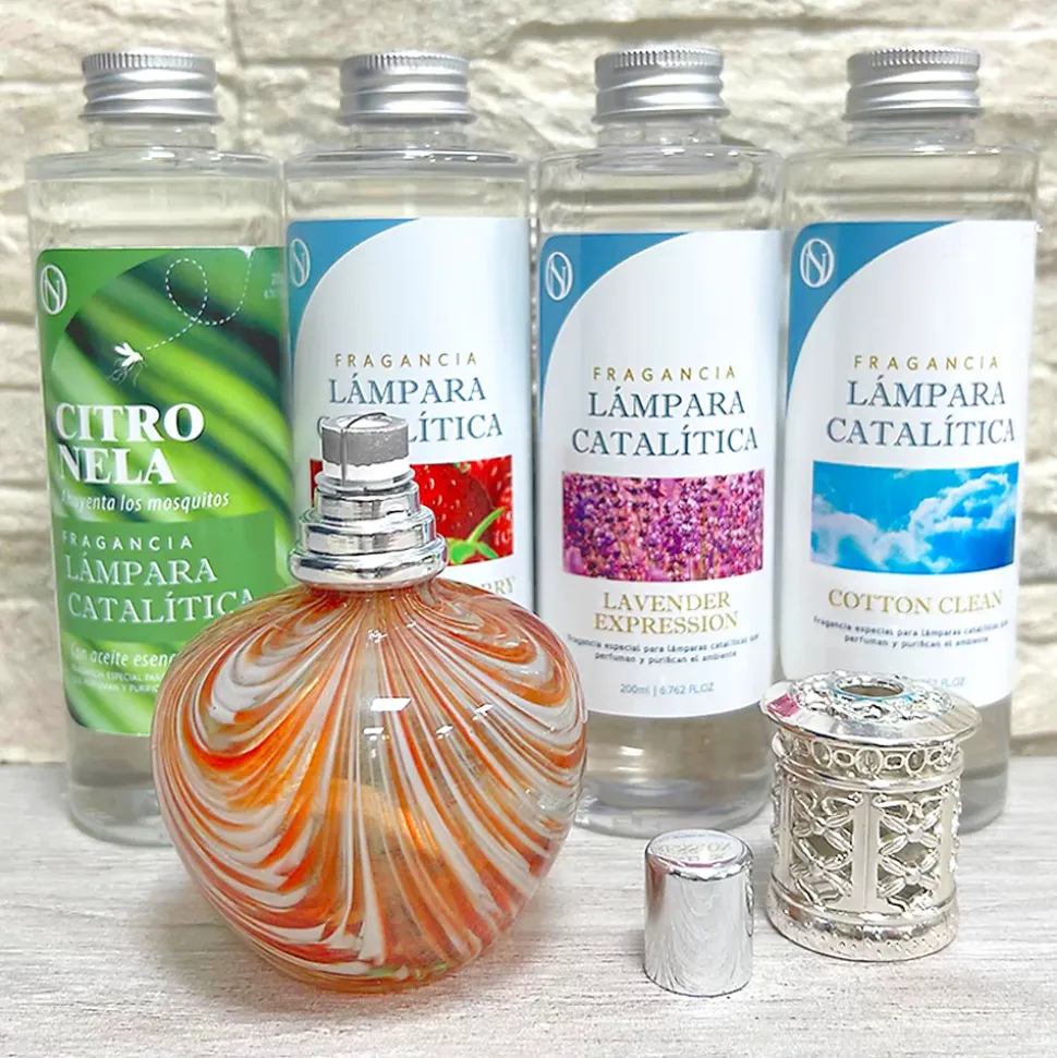 Lampe catalytique Orange Waves + Parfum Citronnelle 200 ml - Élimine les mauvaises odeurs, parfume et améliore la qualité de l'air