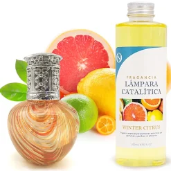 Lampe catalytique Orange Waves + Parfum Winter Citrus 500 ml - Élimine mauvaises odeurs, parfume et améliore la qualité de l'air