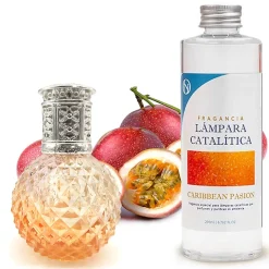 Lampe catalytique Orange Diamonds + Caribbean Passion 500 ml - Élimine mauvaises odeurs, parfume et améliore qualité de l'air