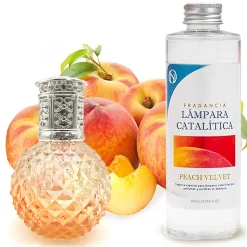 Lampe catalytique Orange Diamonds + Parfum Peach Velvet 500 ml - Élimine mauvaises odeurs, parfume et améliore la qualité de l'air