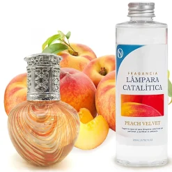 Lampe catalytique Orange Waves + Parfum Peach Velvet 500 ml - Élimine mauvaises odeurs, parfume et améliore la qualité de l'air