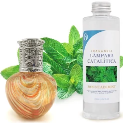 Lampe catalytique Orange Waves + Parfum Mountain Mint 500 ml - Élimine mauvaises odeurs, parfume et améliore la qualité de l'air