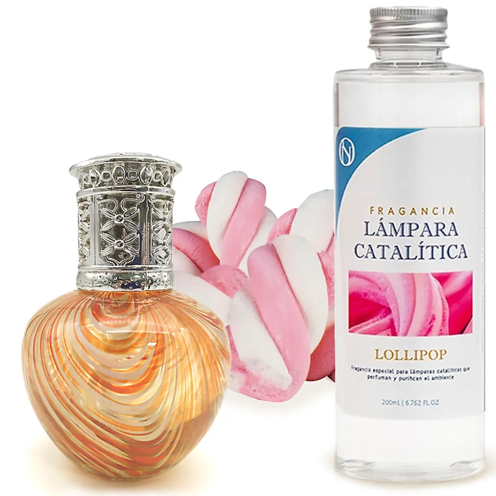 Lampe catalytique Orange Waves + Parfum Lollipop 500 ml - Élimine les mauvaises odeurs, parfume et améliore la qualité de l'air