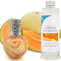 Lampe catalytique Orange Waves + Parfum Waikiki Melon 500 ml - Élimine mauvaises odeurs, parfume et améliore la qualité de l'air