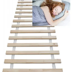 Lattes sans cadre 90x200cm 14 lattes en bois massif pour soutien ferme avec sangle enroulé