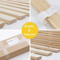 Lattes sans cadre 90x200cm 14 lattes en bois massif pour soutien ferme avec sangle enroulé