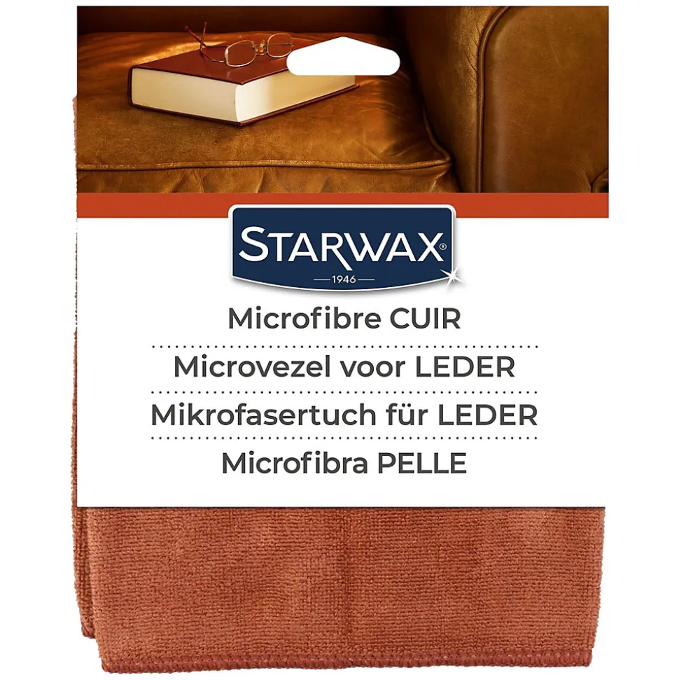 Lavette microfibre spéciale cuir marron Starwax L.210 x l.170 x ep.1 cm