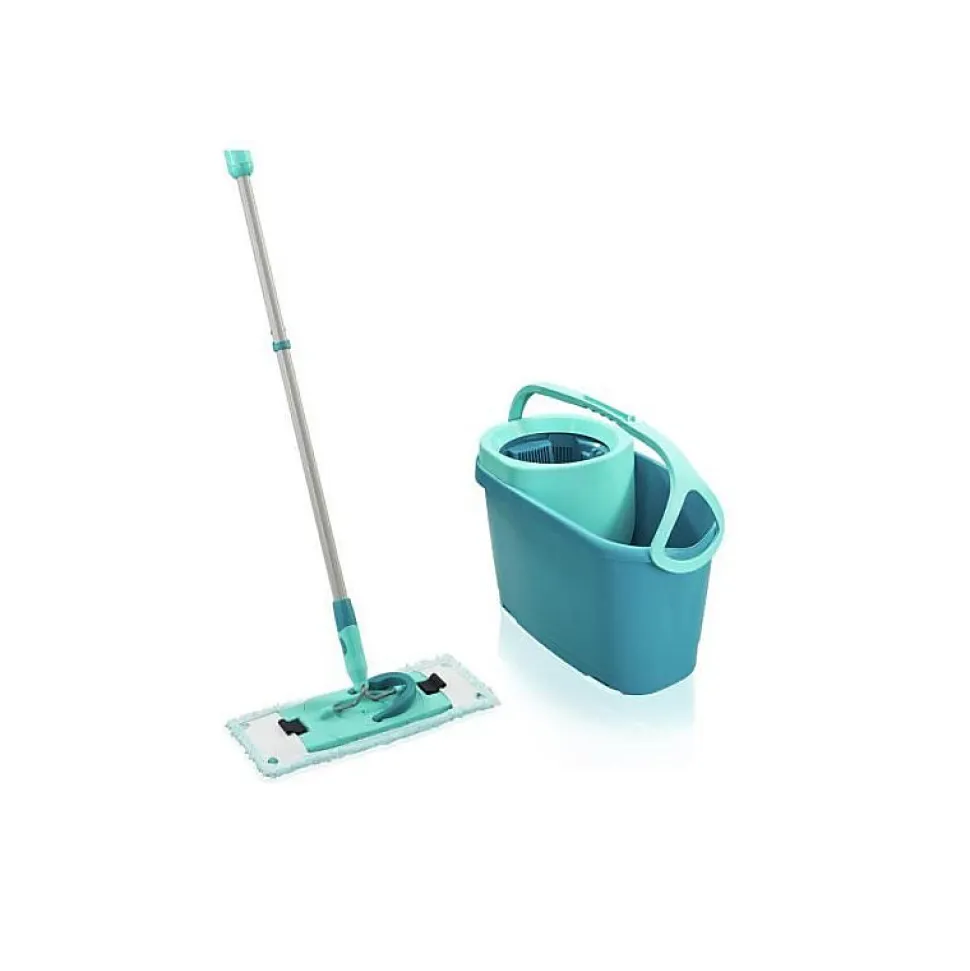 LEIFHEIT Clean Twist M Ergo 52120 Kit de nettoyage sol - Balai a plat lave sol avec housse 33 cm et seau a essorage rotatif faci