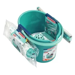 LEIFHEIT Kit de nettoyage sol Classic Mop 56792 Leifheit ensemble de nettoyage balai a franges viscose tres absorbantes seau pan
