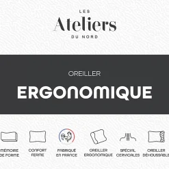 Les Ateliers du Nord - Oreiller Ergonomique Mémoire de forme