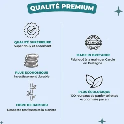 Les essuies-fesses : le papier toilette lavable en fibre de bambou - Made in France