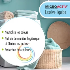 Lessive Liquide Microactiv 40 L Puissante Pour Blanc Et Couleurs, Se Dissout Facilement