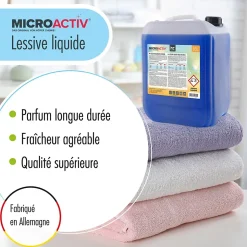 Lessive Liquide Microactiv 20 L Puissante Pour Blanc Et Couleurs Se Dissout Facilement