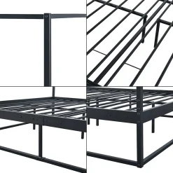 Lit à baldaquin Kristianstad métal 160 x 200 cm noir en.casa