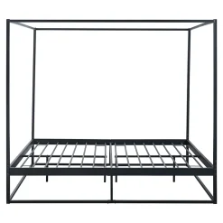 Lit à baldaquin Kristianstad métal 160 x 200 cm noir en.casa