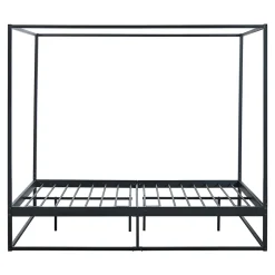 Lit à baldaquin Kristianstad métal 120 x 200 cm noir en.casa