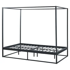 Lit à baldaquin Kristianstad métal 120 x 200 cm noir en.casa