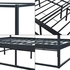 Lit à baldaquin Kristianstad métal 120 x 200 cm noir en.casa