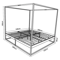 Lit à baldaquin Kristianstad métal 120 x 200 cm noir en.casa