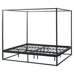 Lit à baldaquin Kristianstad métal 180 x 200 cm noir en.casa