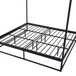 Lit à baldaquin Kristianstad métal 180 x 200 cm noir en.casa