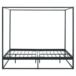 Lit à baldaquin Kristianstad métal 140 x 200 cm noir en.casa