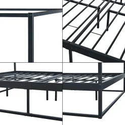 Lit à baldaquin Kristianstad métal 140 x 200 cm noir en.casa