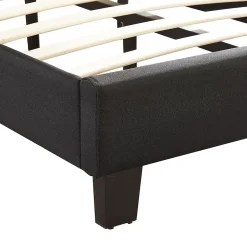 Lit 1 place FLORIDA, 90 x 190 cm, capitonné avec sommier, revêtement en tissu noir