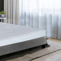 Lit 1 place 90x190cm Tissu Gris foncé avec sommier DUSIN