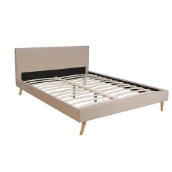 Lit 2 places 140x190cm Beige FIONI inclus sommier et tête de lit