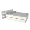 Lit 2 places 140x190cm Blanc CITA inclus sommier et tete de lit chevet et tiroir