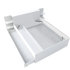 Lit 2 places 140x190cm Blanc CITA inclus sommier et tete de lit chevet et tiroir